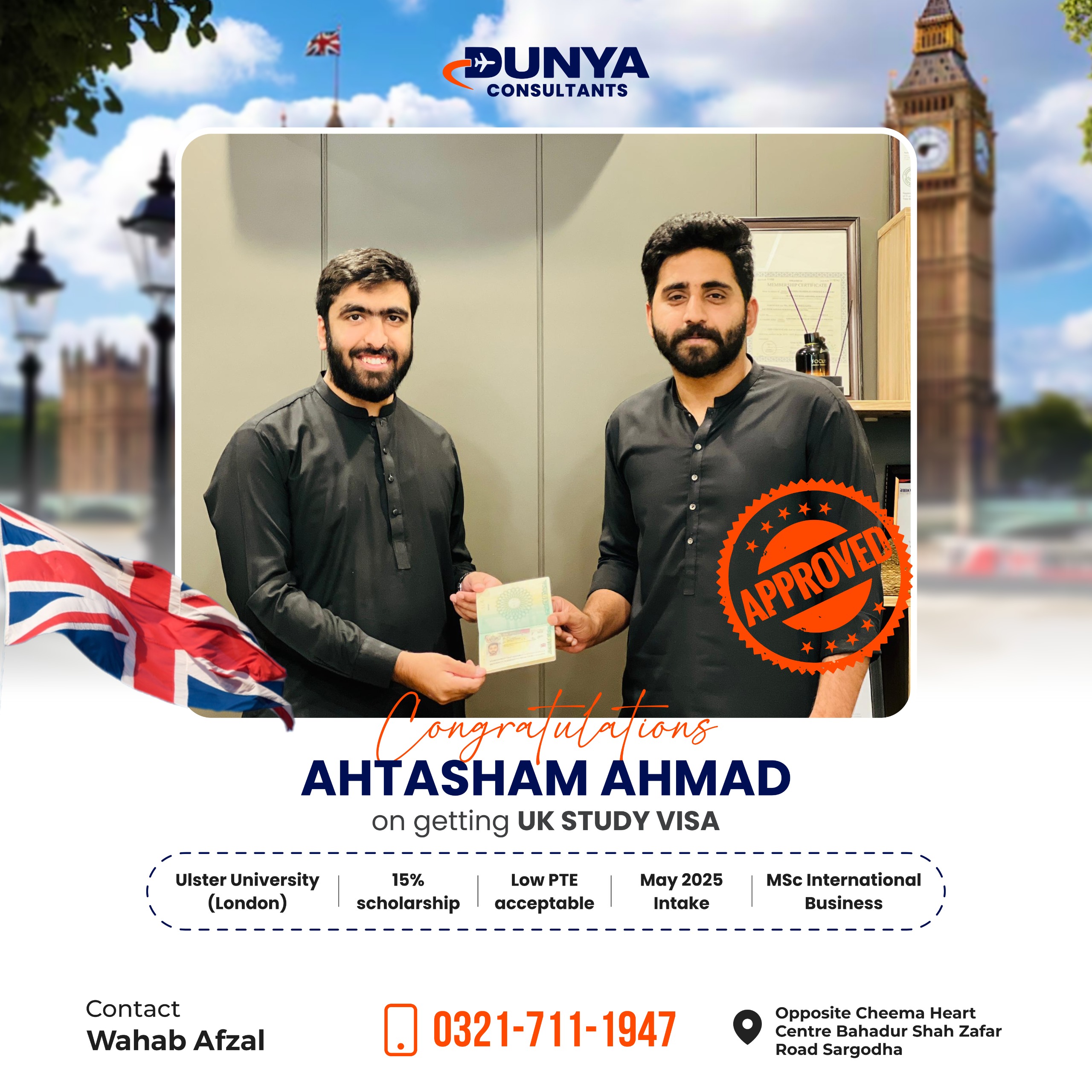 Ahtasham Ahmad UK study Visa Approval - Student Success Stories