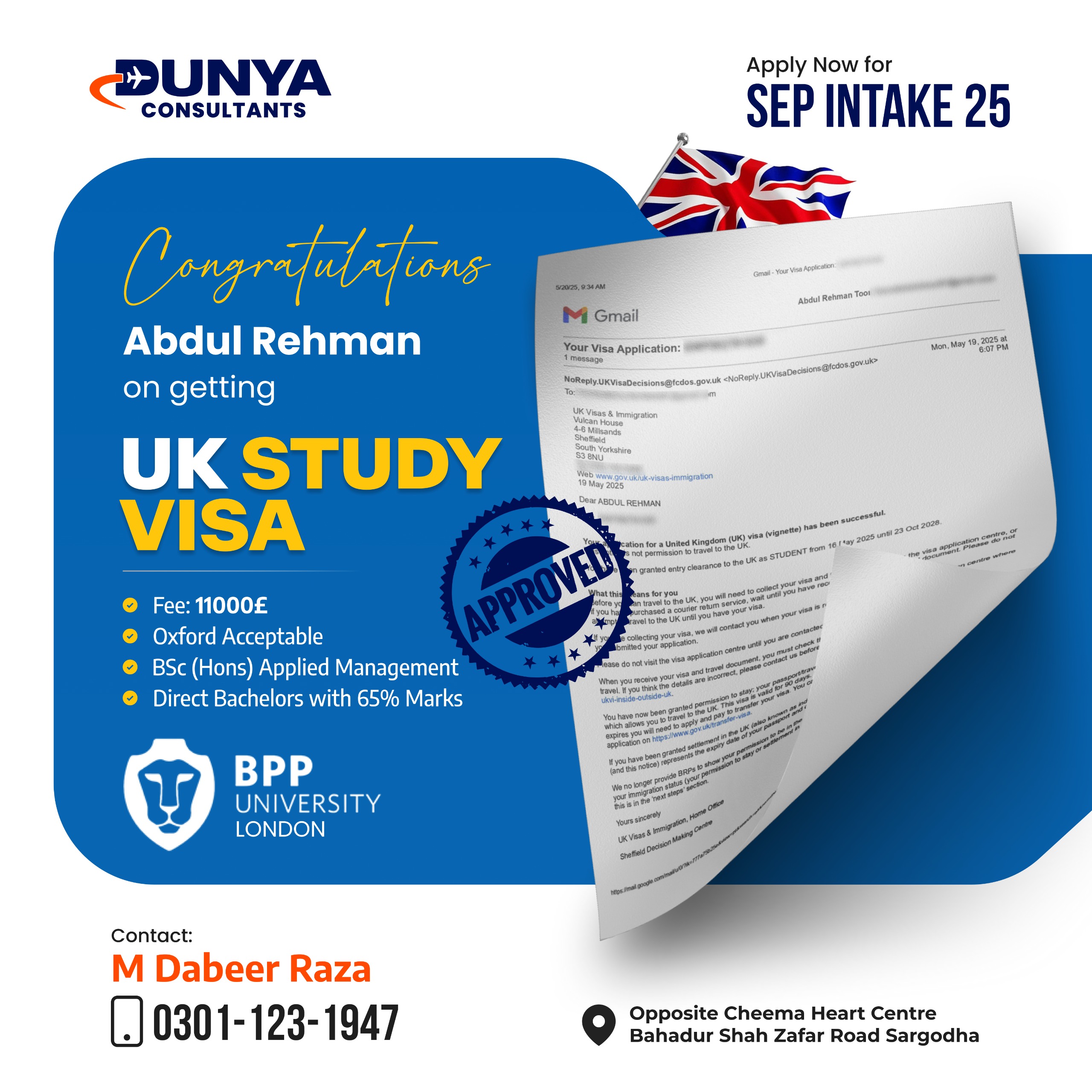 Abdul Rehman UK Student Visa Approval