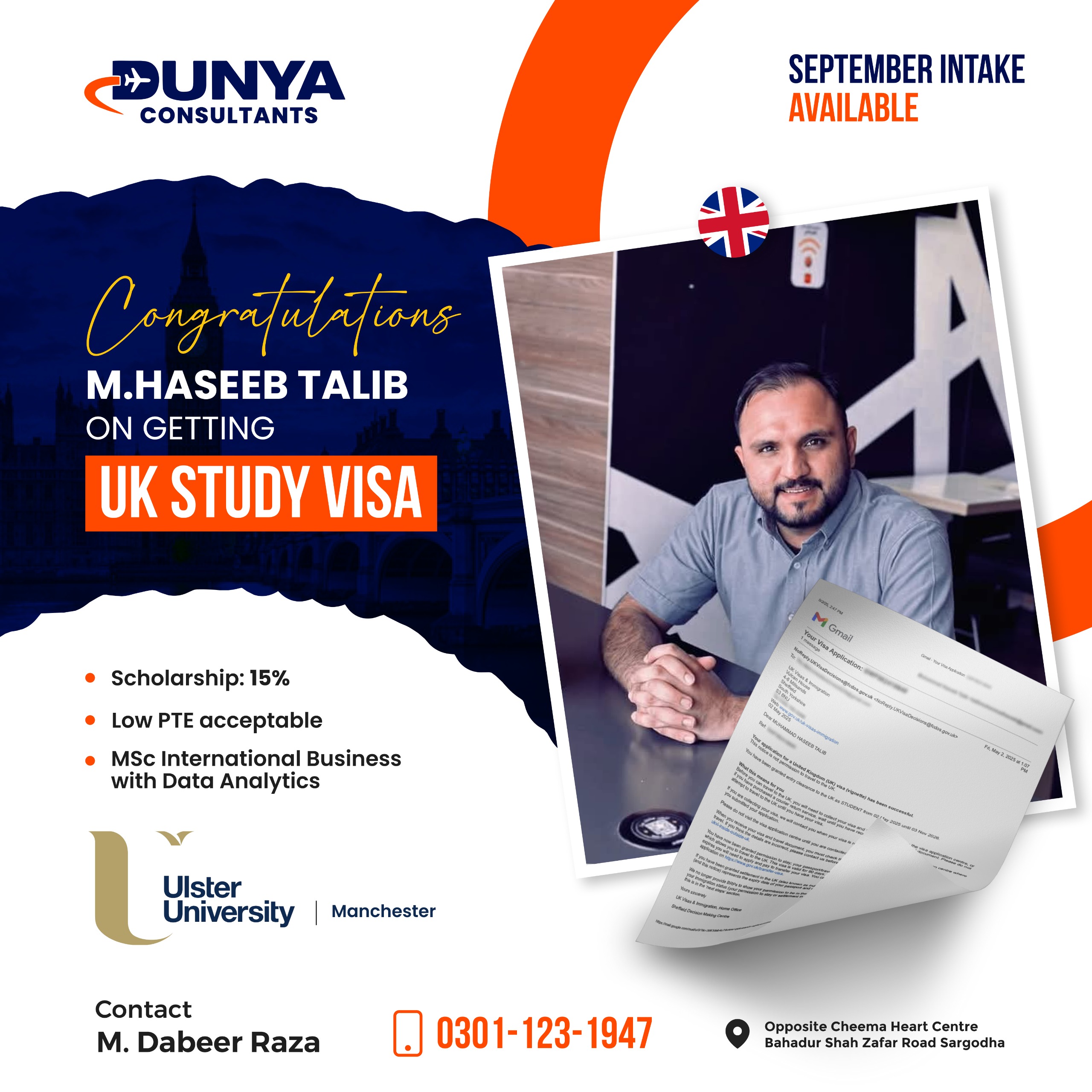 M. Haseeb Talib UK Student Visa Approval