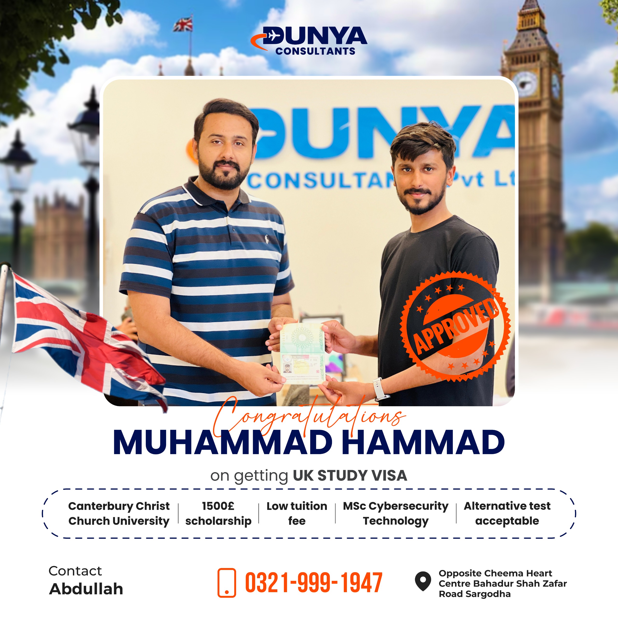 Muhammad Hammad UK study visa success story