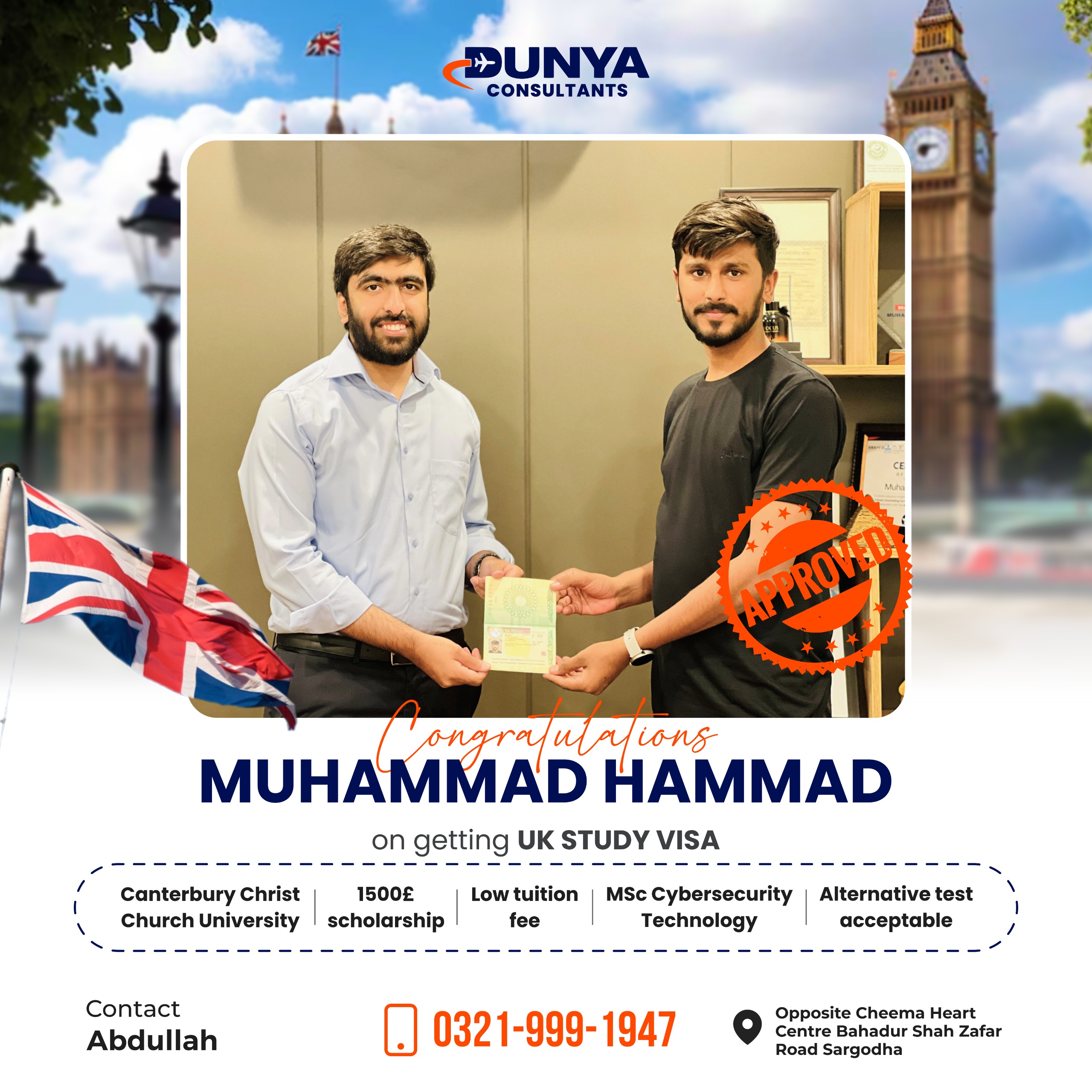 Muhammad Hammad UK Student visa success story