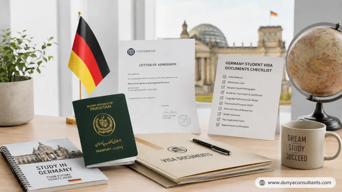 Germany student visa documents checklist for Pakistani students