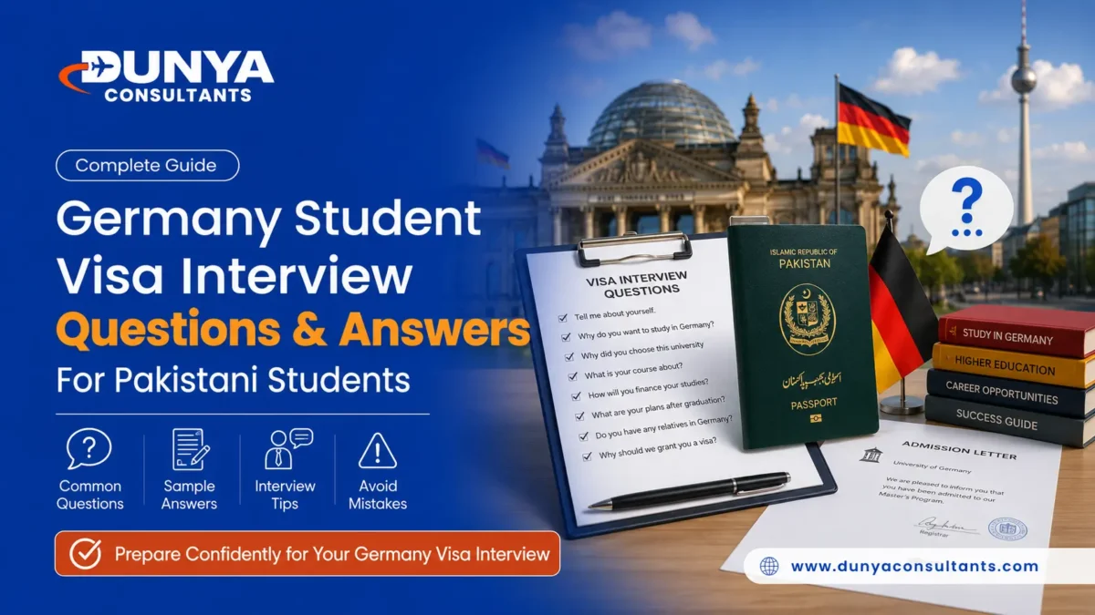 Germany student visa interview questions and answers for Pakistani students