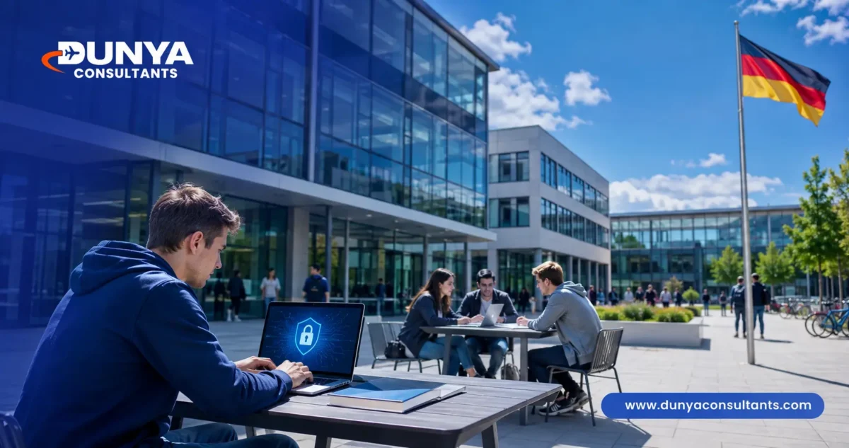 Cyber Security students at a German university campus