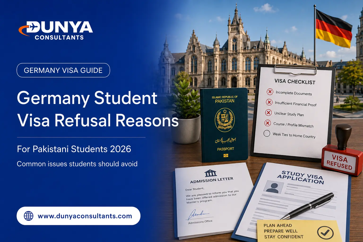 Germany student visa refusal reasons for Pakistani students 2026
